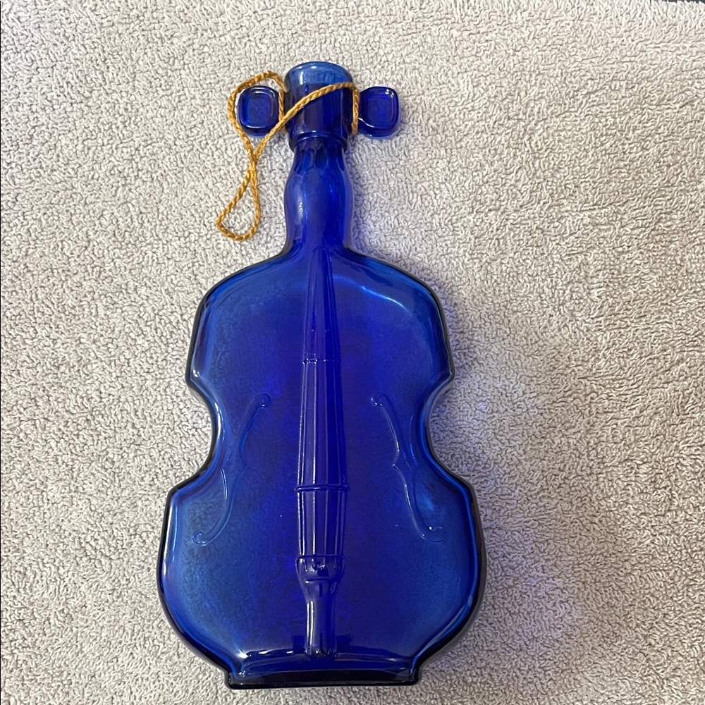 Blue Violin-Shaped Glass Bottle